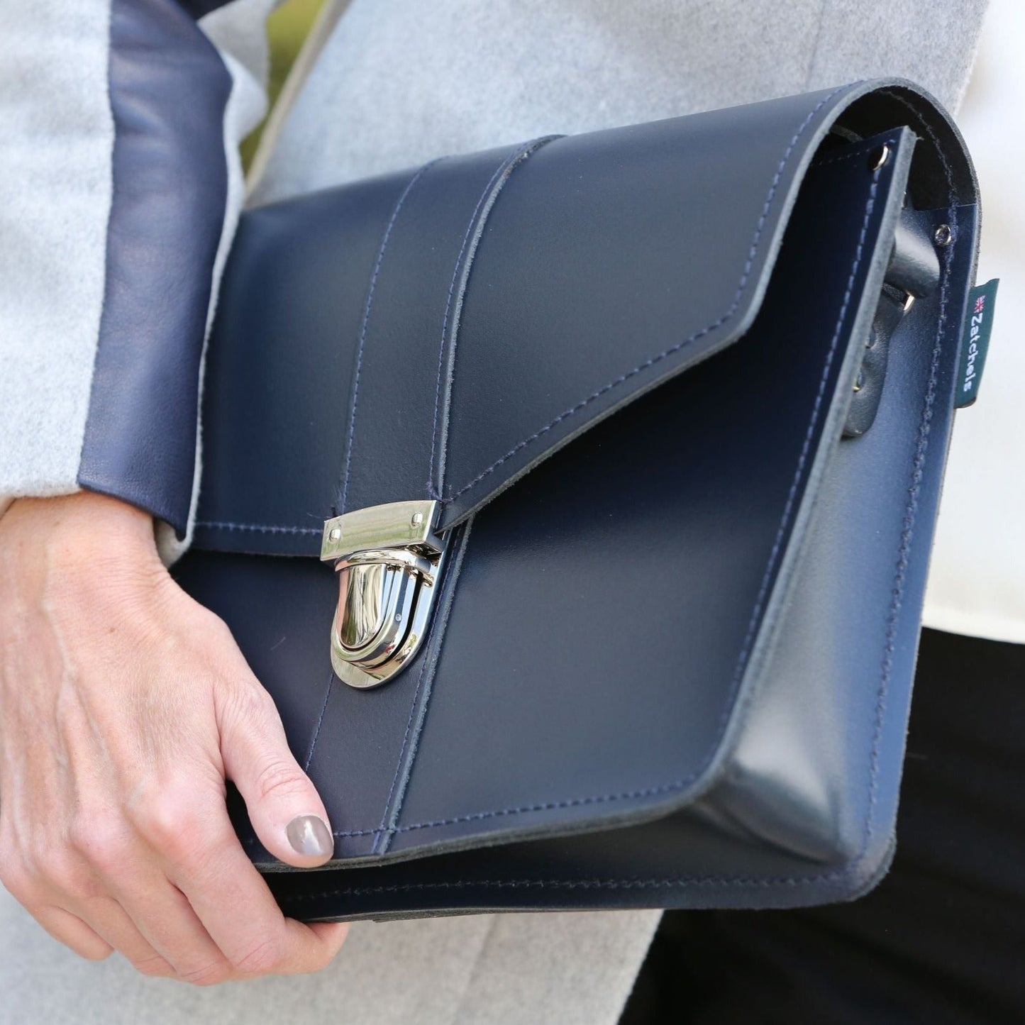 Leather Shoulder Bag – Lilac Grey